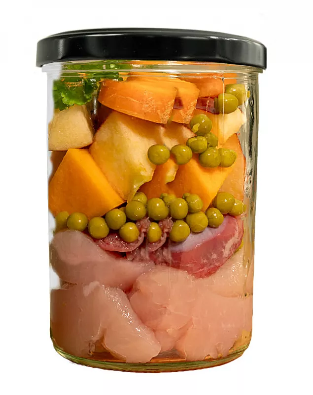 Fidelis Huhn mit Süßkartoffel, Karotte und Kürbisim Glas 400g